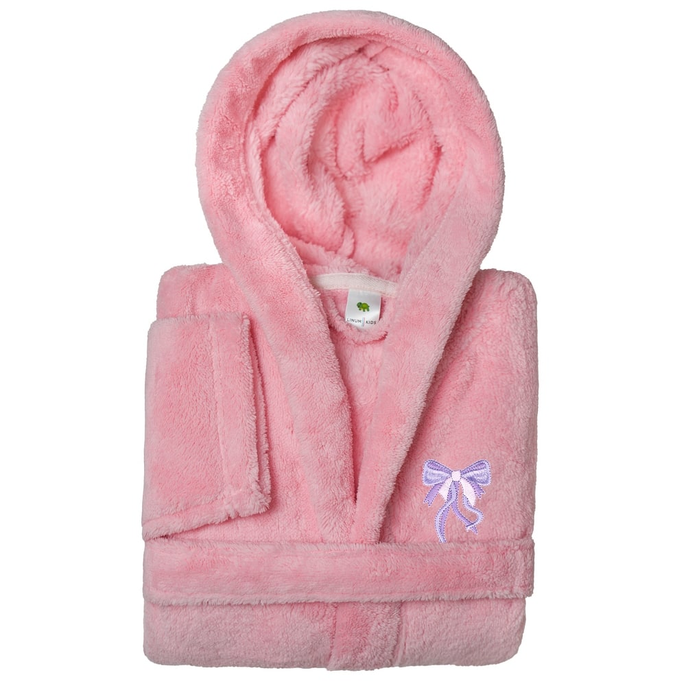 Sweet Kids 100% Polyester SUPER PLUSH Double Brushed Hooded Bathrobe - BOW