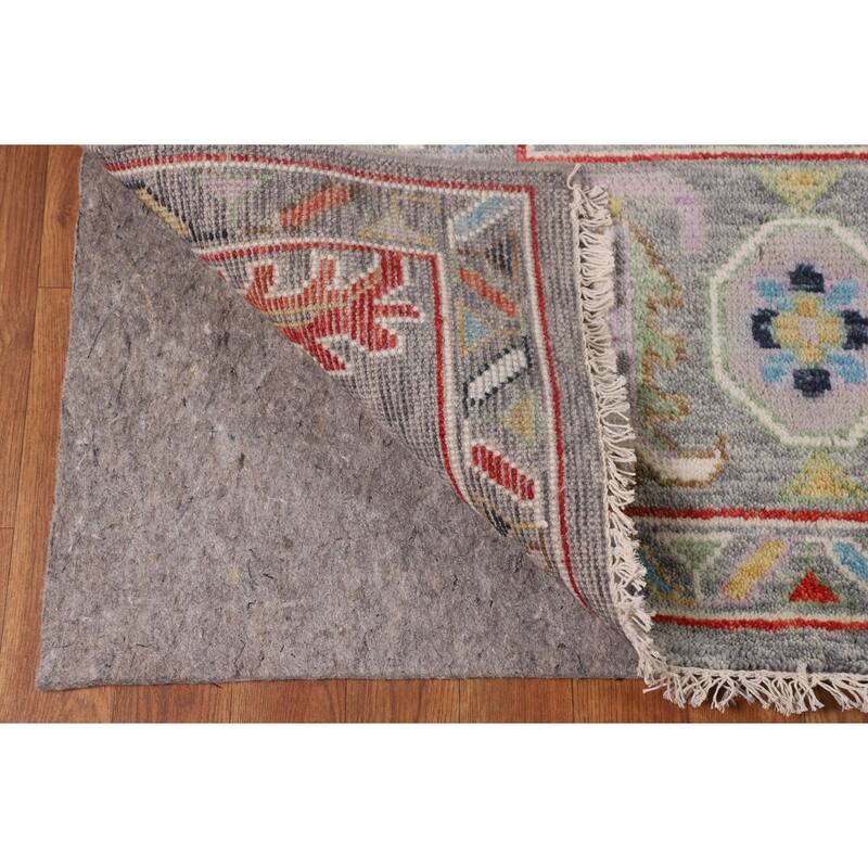 Transitional Gray Oushak Oriental Area Rug Hand-Knotted Wool Carpet - 7'9"x 10'4"