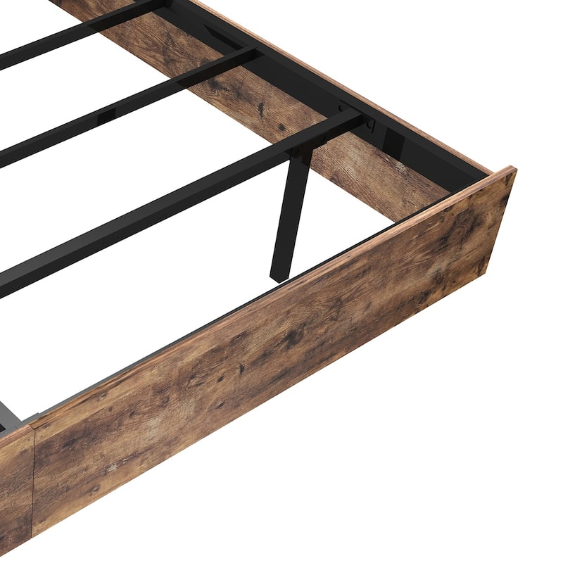 King/Queen/Full Floating Bed Frame with LED Lights & Heavy-Duty Metal Base