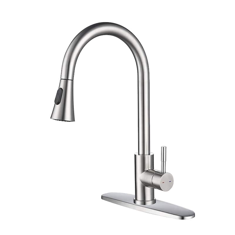 Kitchen Faucet With Pull Out Spraye,And The High-Arc Nozzle Rotates 360° - Brushed Nickel