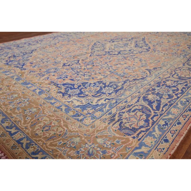 Mashad Vintage Persian Area Rug Hand-Knotted Wool Carpet - 6'6" x 9'8"