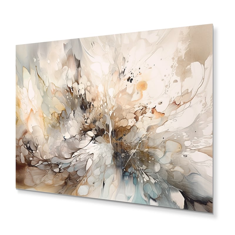 Designart "White And Grey Geometric Depths I" Modern Geometric Metal Wall Art