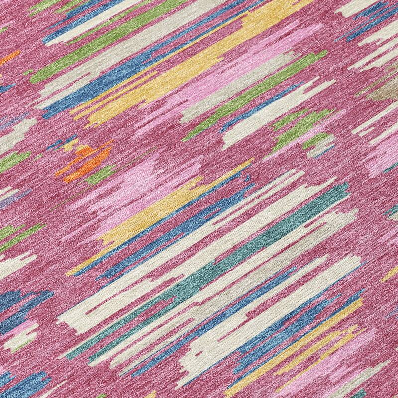 Machine Washable Indoor/ Outdoor Modern Trellis Chantille Rug