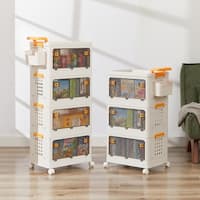 IRONCK Toy Storage Organizer for Boys and Girls with Drawers, Floor Toy Box  with Wheels and Open Shelf, Storage Chest for Nursery, Playroom and