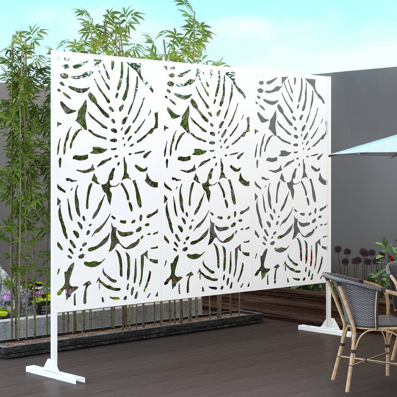 Metal Privacy Screen Wall Decoration Free Standing-6.3 ft. H X 4 ft. W