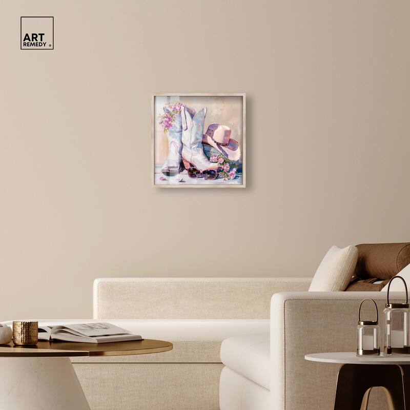 Spring Pink Cowboy Necessities Shadowbox by Art Remedy