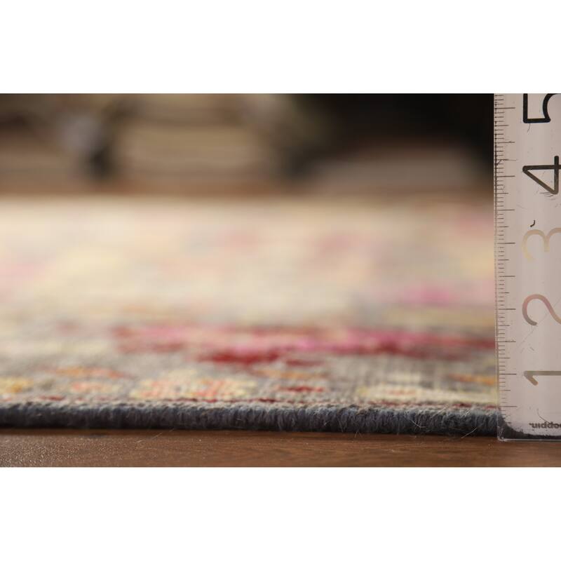 Hand Knotted Oriental 100% Wool Carpet Transitional All-Over Greys & Charcoal Oushak Area Rug - 9' 11'' X 8' 2''