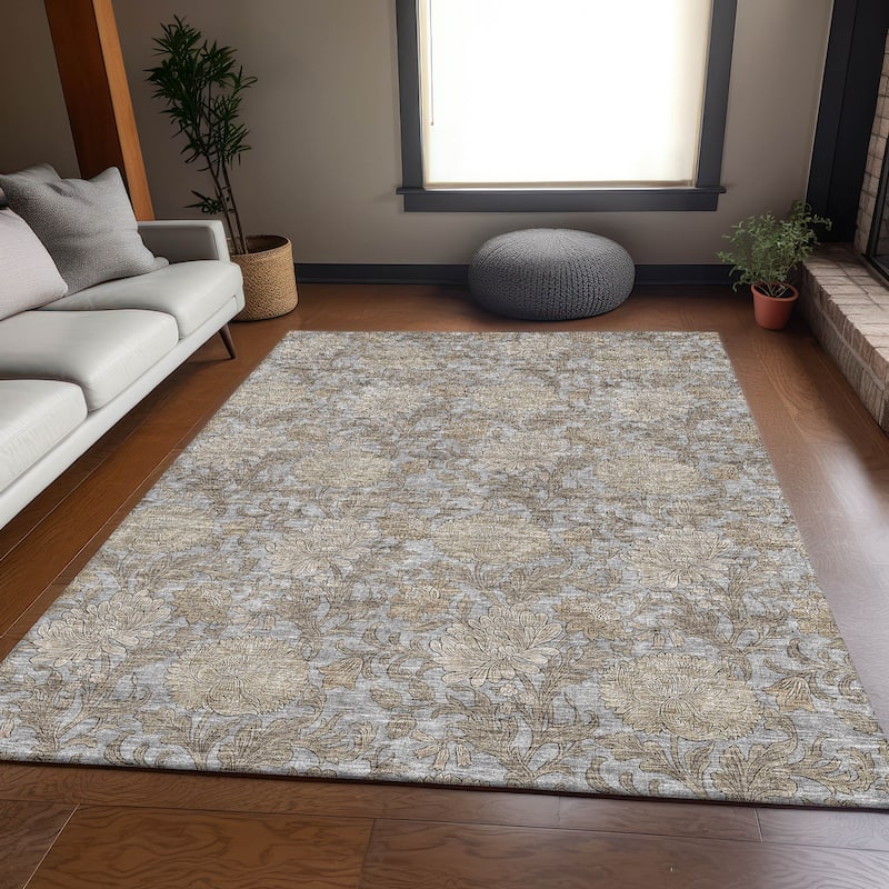 Premium Washable Super Soft Floral Mayfield Rug - Gray - 3' x 5' - Rectangle
