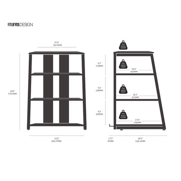 dimension image slide 0 of 4, FITUEYES 4-Tier Wooden AV Component Media Stand Stereo Cabinet