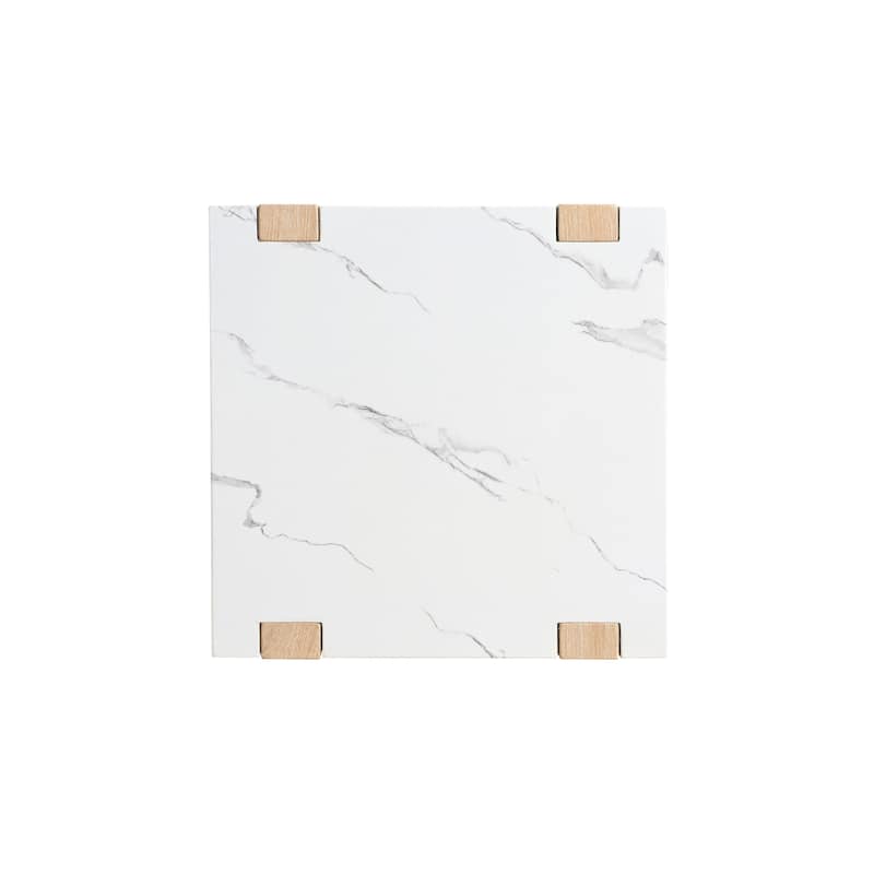 Furniture of America Wynel Modern 24-inch 1-Shelf Square Faux Marble Top End Table