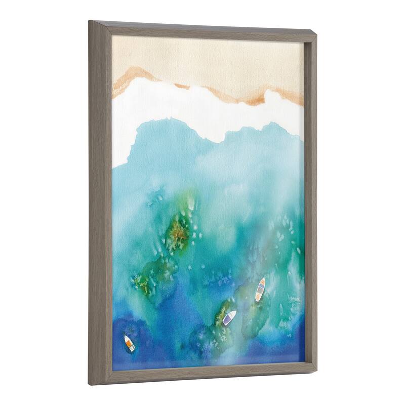 Kate and Laurel Blake Voyage Framed Printed Glass by Janet Meinke-Lau - 18x24 - Grey