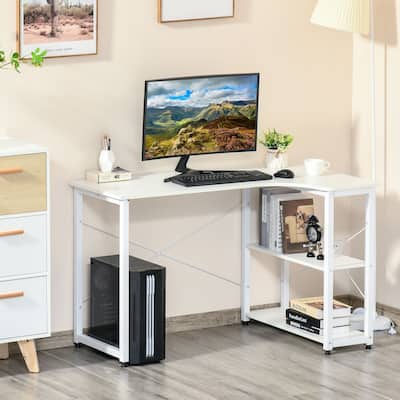 L-Shape Desk Computer Desk with 2 Side Shelves,Wide Workstation for Study