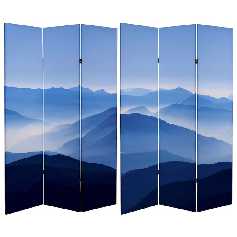 Double Sided Misty Mountain 6-foot Tall Canvas Room Divider