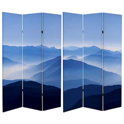 Double Sided Misty Mountain 6-foot Tall Canvas Room Divider