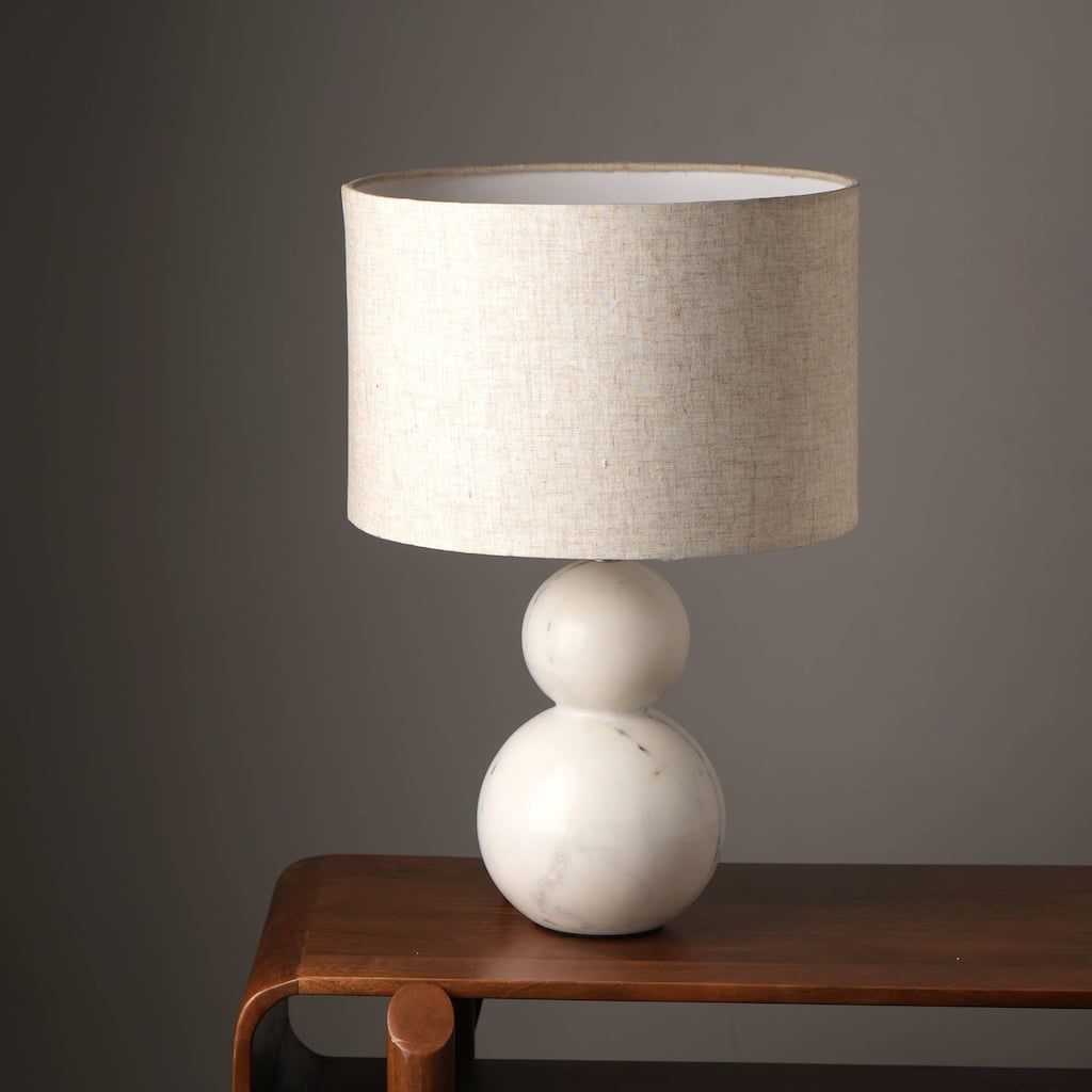 Jack Modern White Marble Table Lamp - Sleek & Stylish Home Lighting-12X12X18"