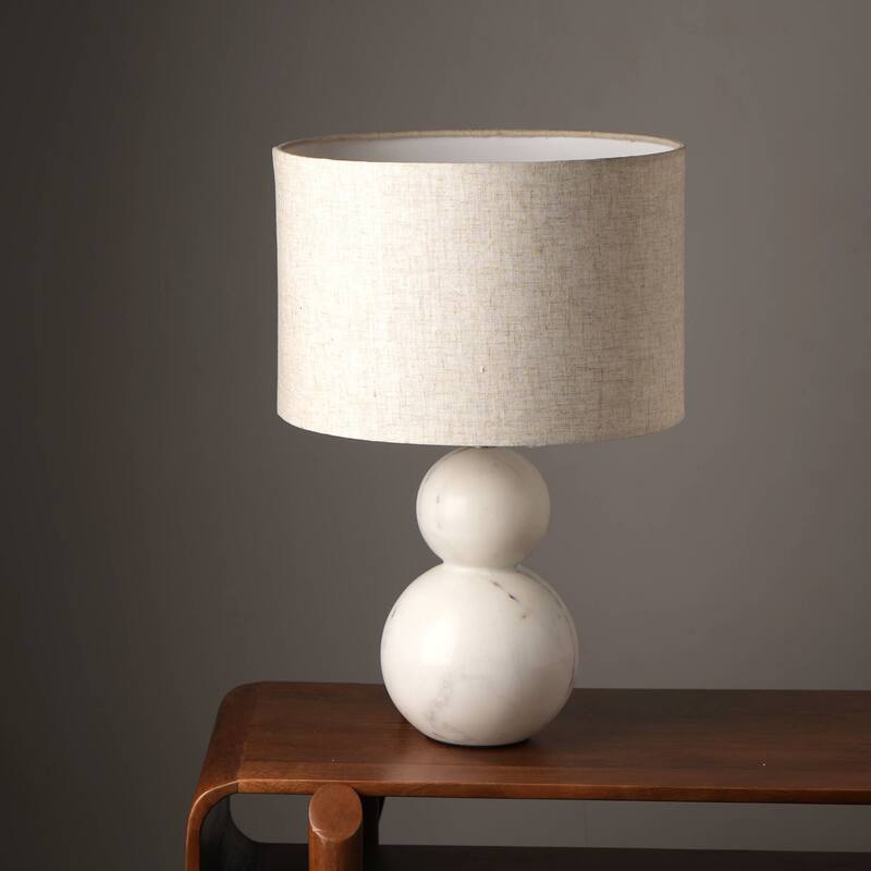 Jack Modern White Marble Table Lamp - Sleek & Stylish Home Lighting-12X12X18"