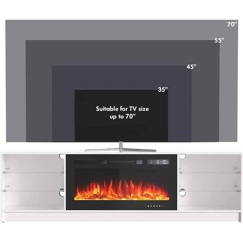 36'' Electric Fireplace TV Stand, Entertainment Center & TV Console for TVs up to 80'', Modern Fireplace Heater for Living Room