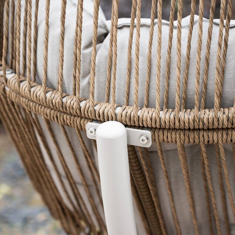 34.65" Outdoor Swivel Roking Chair with Cushion