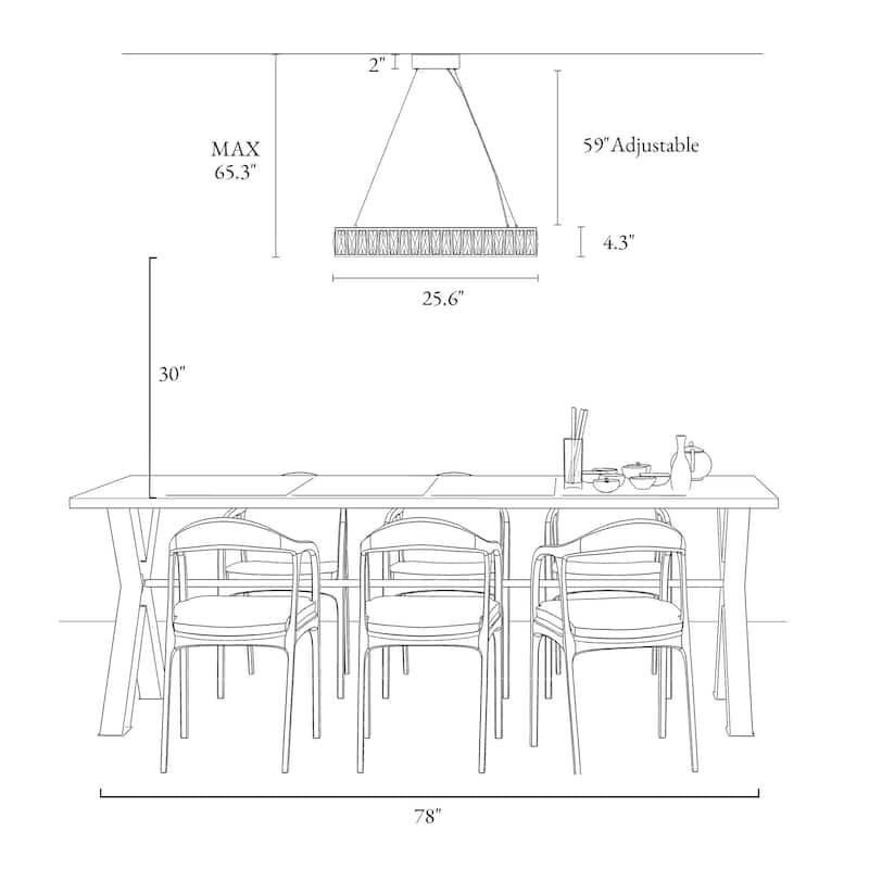 Modern 1-Light LED Crystal Ring Chandelier for Dining Living Room - D 25.6" x H 65.3" Max