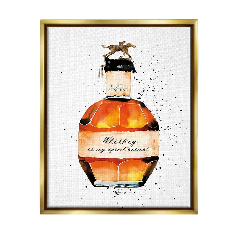 Stupell Whiskey is My Spirit Animal Quote Liquor Bottle Floater Frame - White