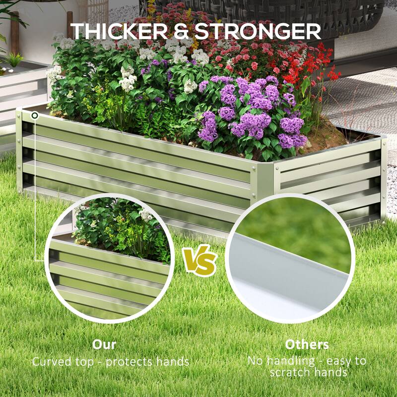 Outsunny Galvanized Raised Garden Bed, 4' x 2' x 1' Metal Planter Box, for Growing Vegetables, Flowers, Silver