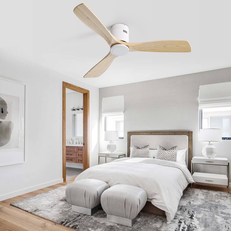 Sofucor 52 Inch Flush Mount Ceiling Fan with Remote, Reversible Motor,Integrated Light Optional