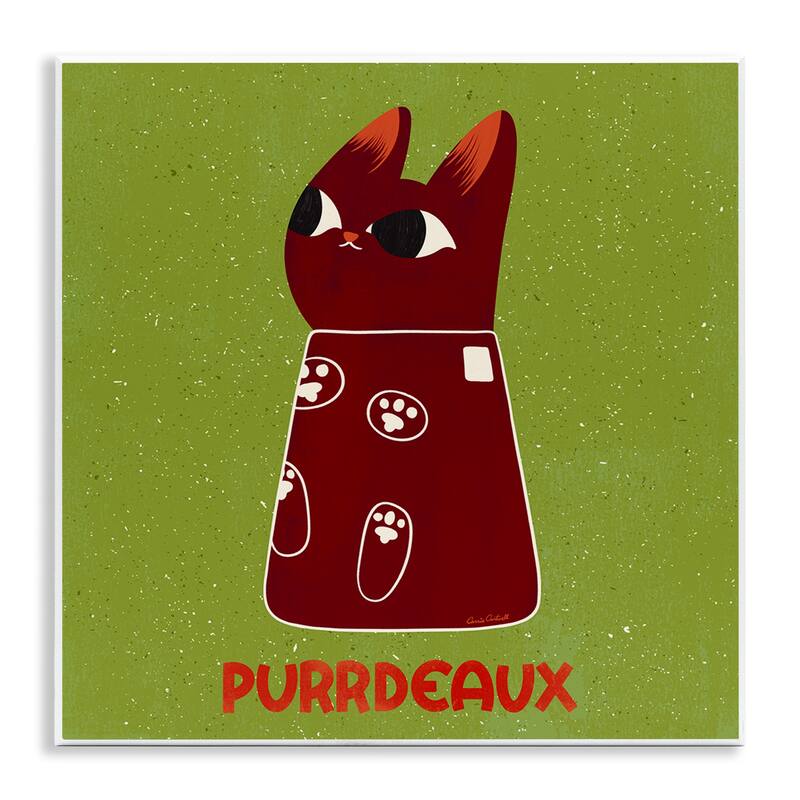 Stupell Purrdeaux Feline Wine Wall Plaque Art Design By Carrie Cantwell - 12 x 12