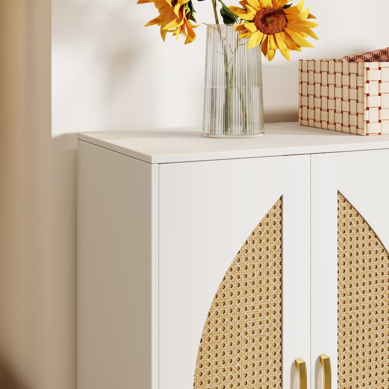 20 Pairs Shoe Storage Cabinet With 2 Doors And 8 Adjustable Shelves For Entryway