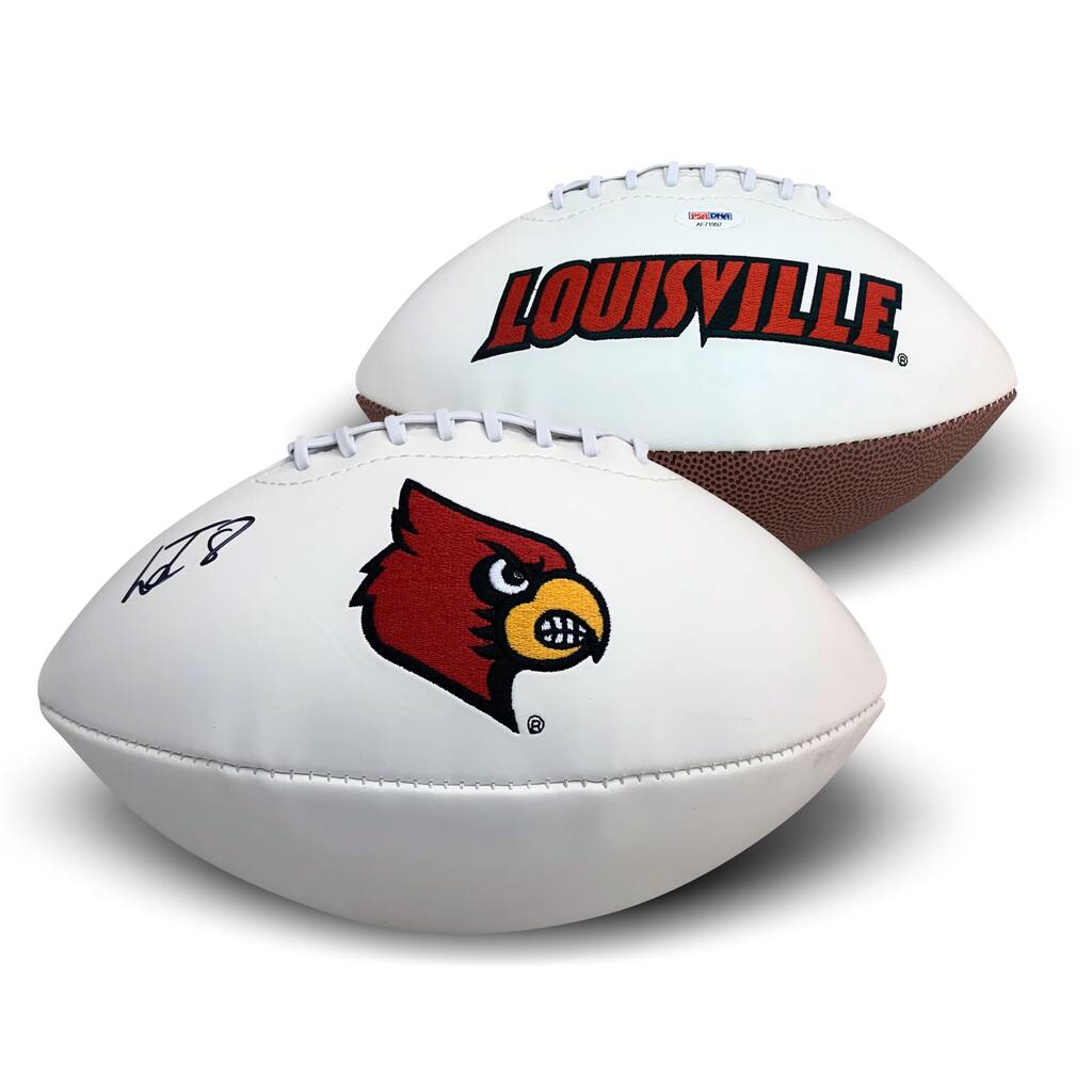 Lamar Jackson Autographed Louisville Cardinals Signed Logo Football PSA DNA COA - 8'6" x 11'6"