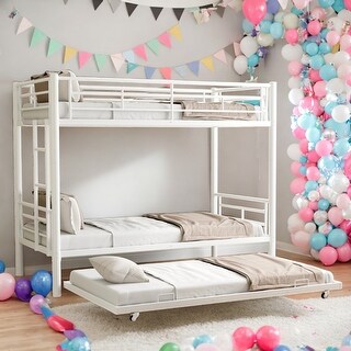 Kids and Baby Twin over Full Bunk Bed with Sturdy Metal and Safety Guardrail