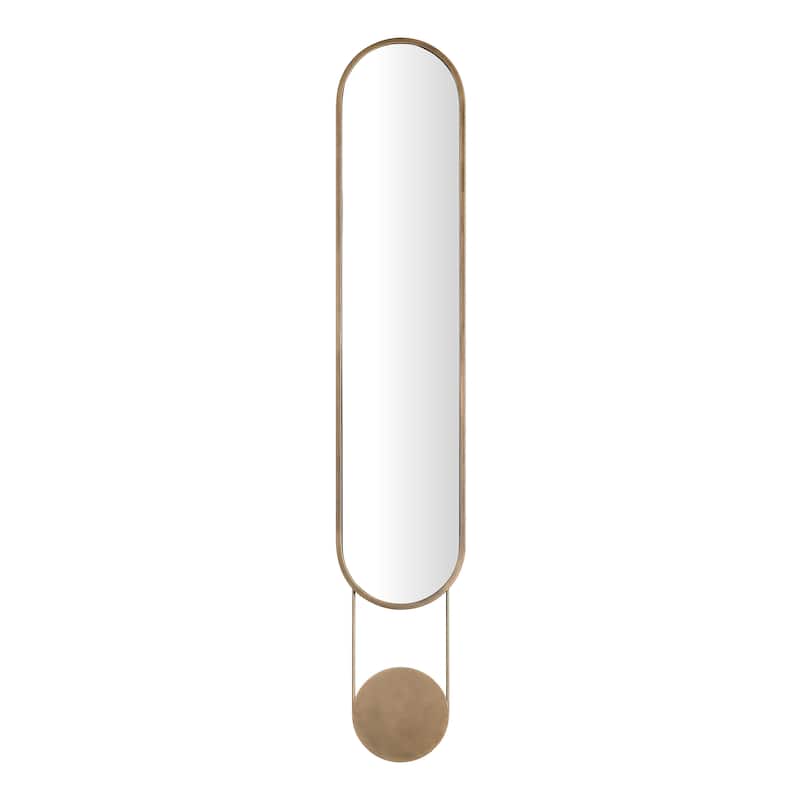 Antique Brass Oval Wall Mirror - Horizontal or Vertical Wall Mount