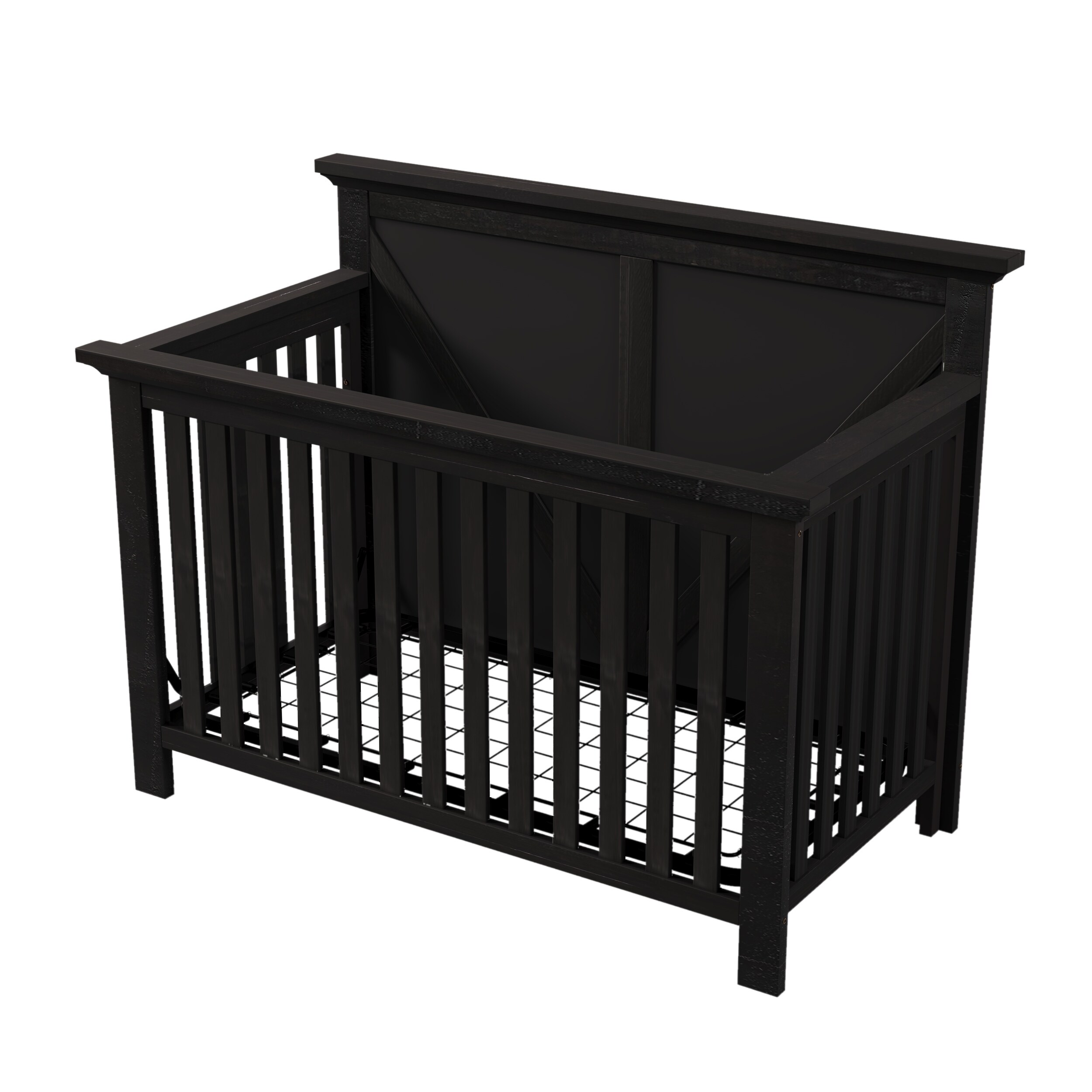 Rustic Farmhouse Style Whitewash 4 in 1 Convertible Baby Crib