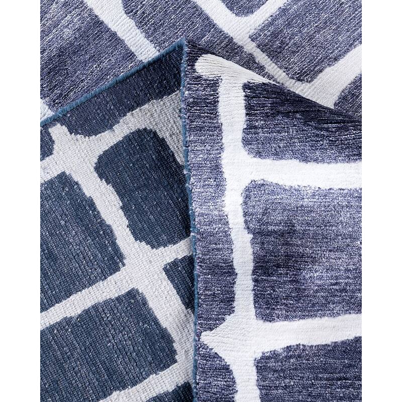 Modern One-of-a-Kind Hand-Knotted Area Rug, Blue - 9' 1" x 12' 0"