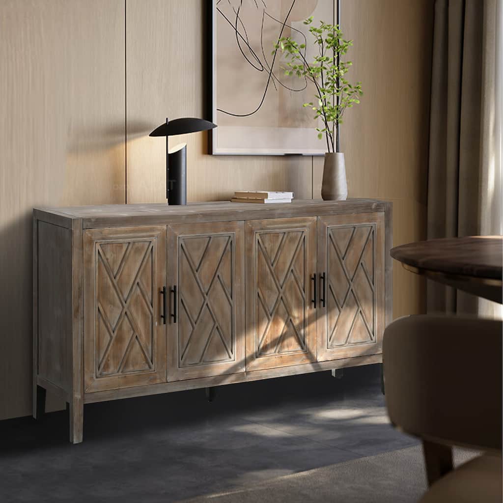 4 Door Wooden Sideboard Country Vintage Old Living Room