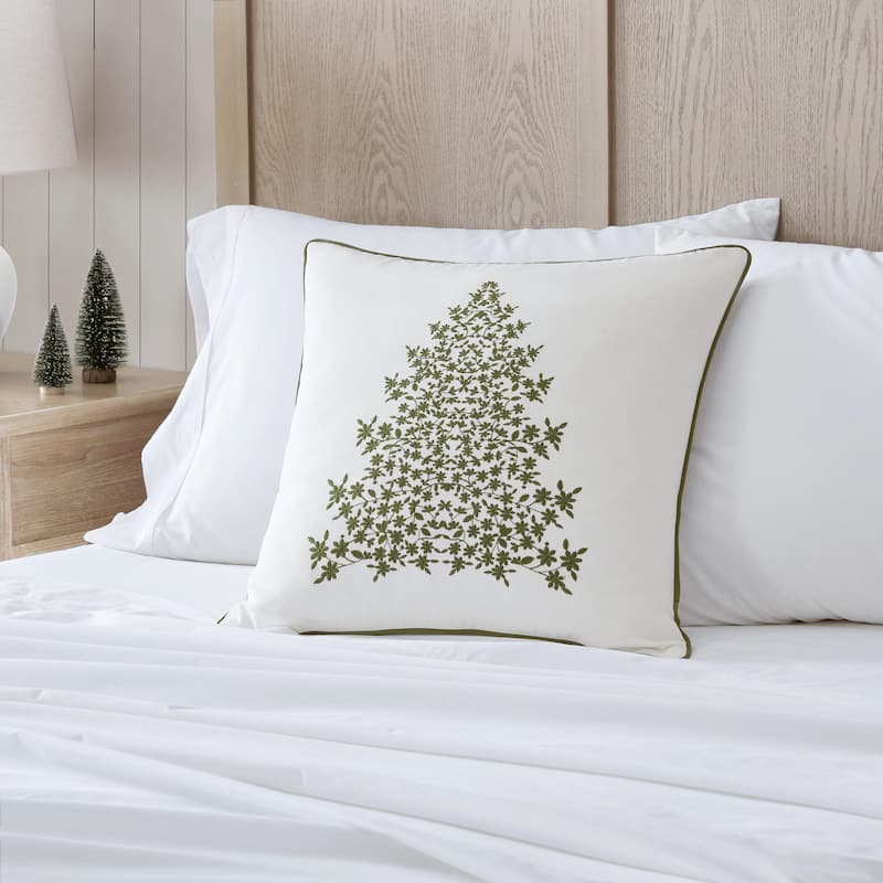 Martha Stewart Holiday Tree Green Throw Pillow