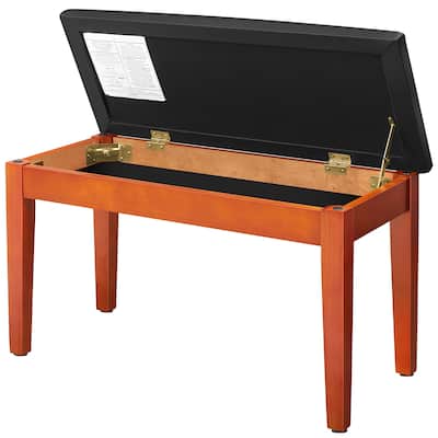 Solid Wood Adjustable Duo Piano Bench with Storage Compartment and Faux Leather Cushion - 13.4”D x 29.1”W x 19.7”H