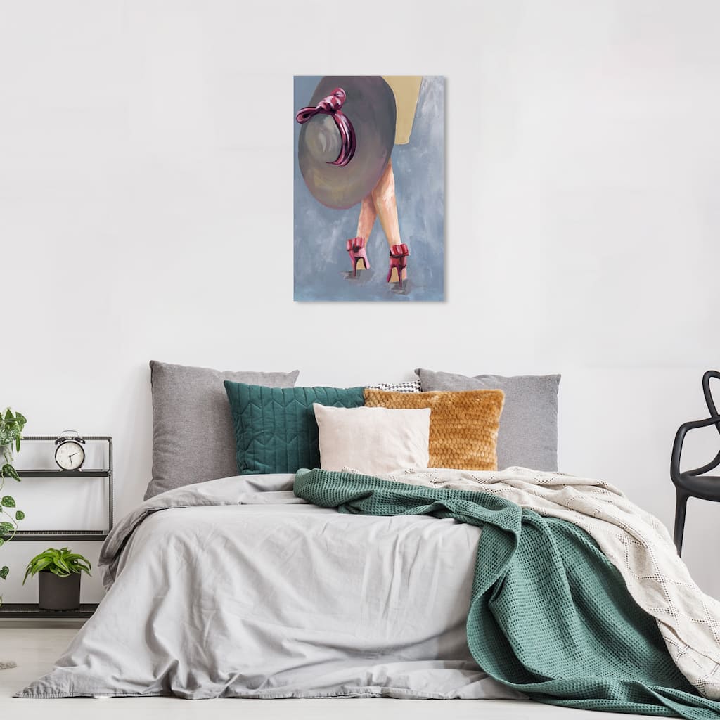 Wynwood Studio Canvas Fashion and Glam On My Way Blue Gray and Dark Gray Glam Wall Art Canvas Print