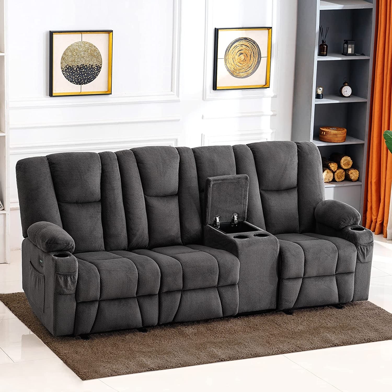 Recliner loveseat with on sale heat and massage