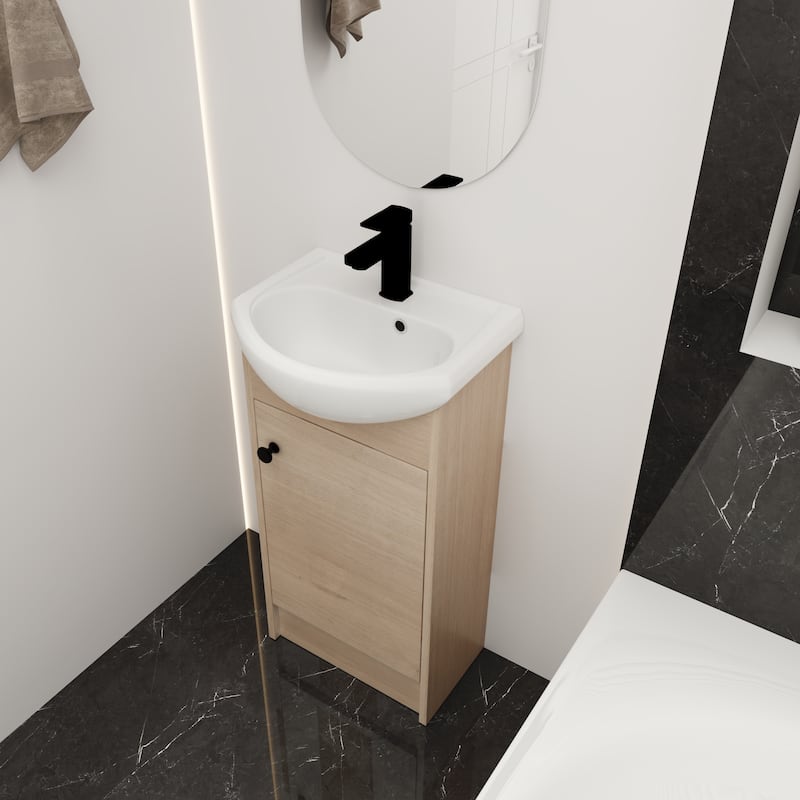 Freestanding 18 Inch Bathroom Vanity, Small Bathroom Vanity With Sink, Bathroom Vanity and Sink Combo (KD-PACKING)