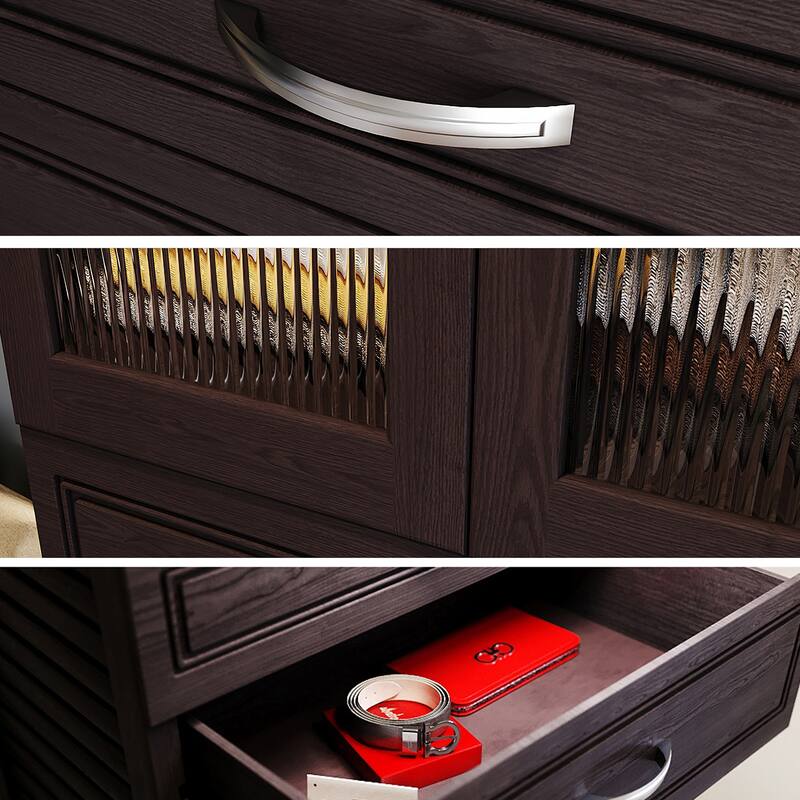 John Louis Home Solid Wood Reach-In Simplicity Closet System with 6-Drawers and Doors Espresso