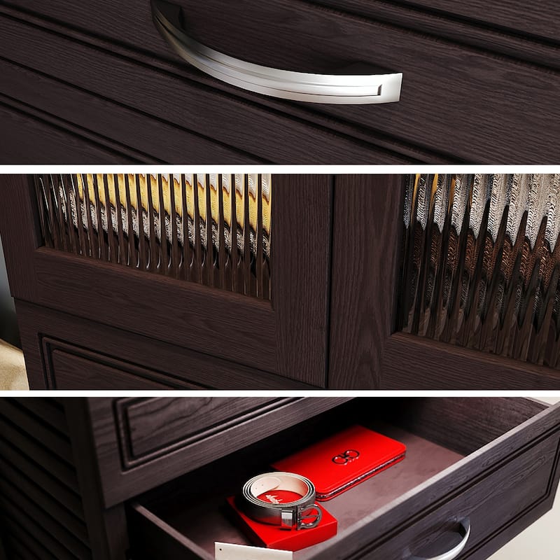John Louis Home Solid Wood Reach-In Simplicity Closet System with 6-Drawers and Doors Espresso