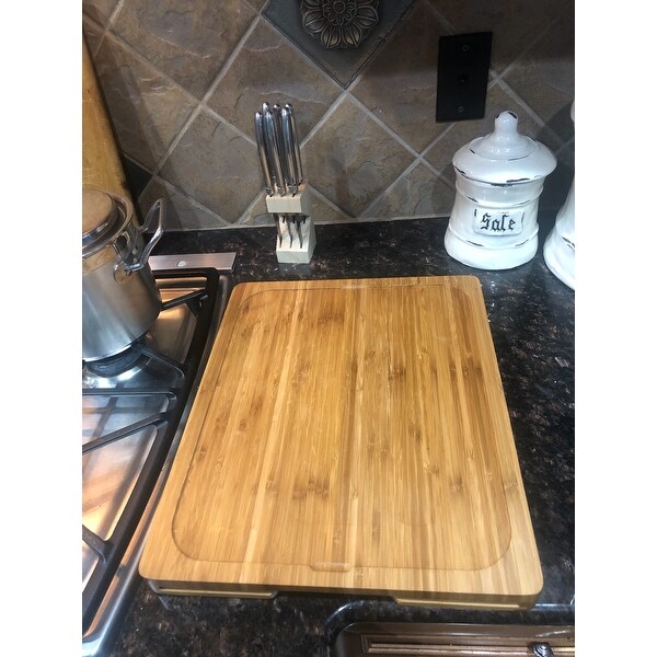 Seville Classics Bamboo Cutting Board with 7 Colour Coded Chopping