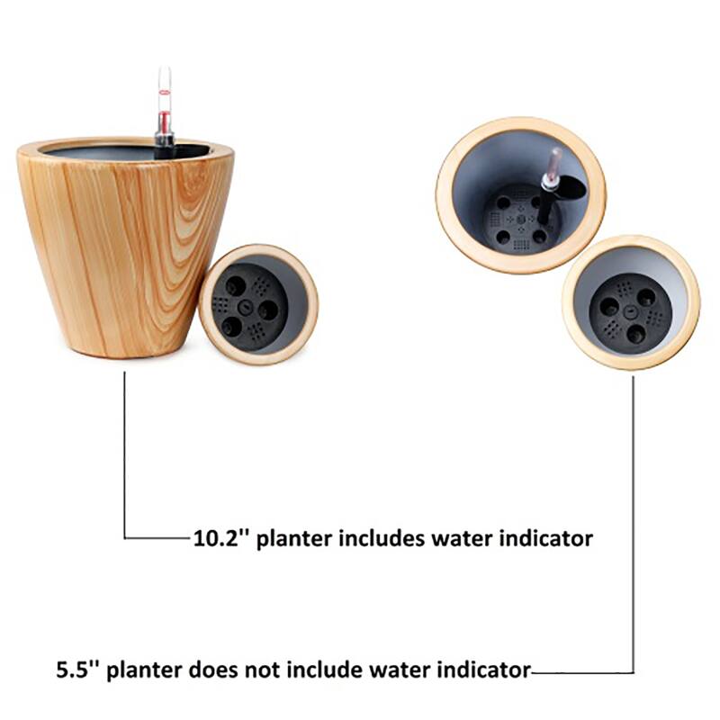 2Piece Clay Selfwatering Planter Pot with Water Level Indicator On