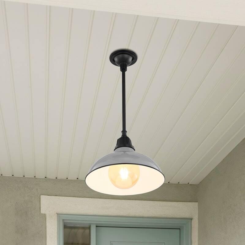 12.25" 1-Light Indoor/Outdoor Iron LED Pendant, by JONATHAN Y - 12.25