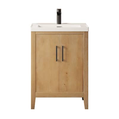 Solara 24" Single Bathroom Vanity in Weathered Fir with White Ceramic Intergated Sink without Mirror - 24"x34"