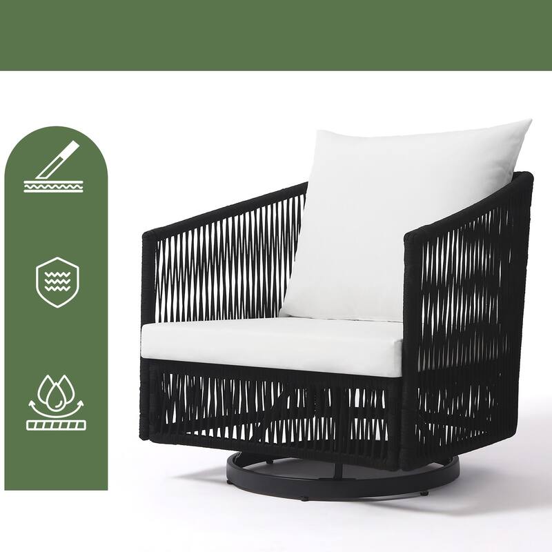 3-piece Cushioned Swivel Patio Wicker Furniture Set Outdoor Rattan Bistro Set