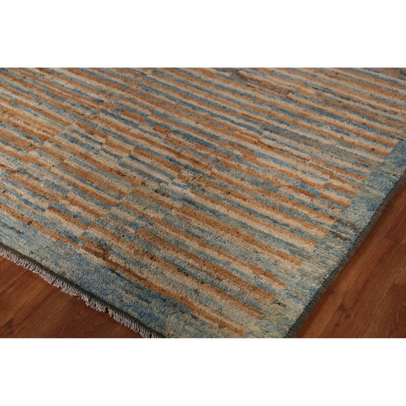 Striped Moroccan Oriental Area Rug Handmade Wool Carpet - 6'9" x 9'9"
