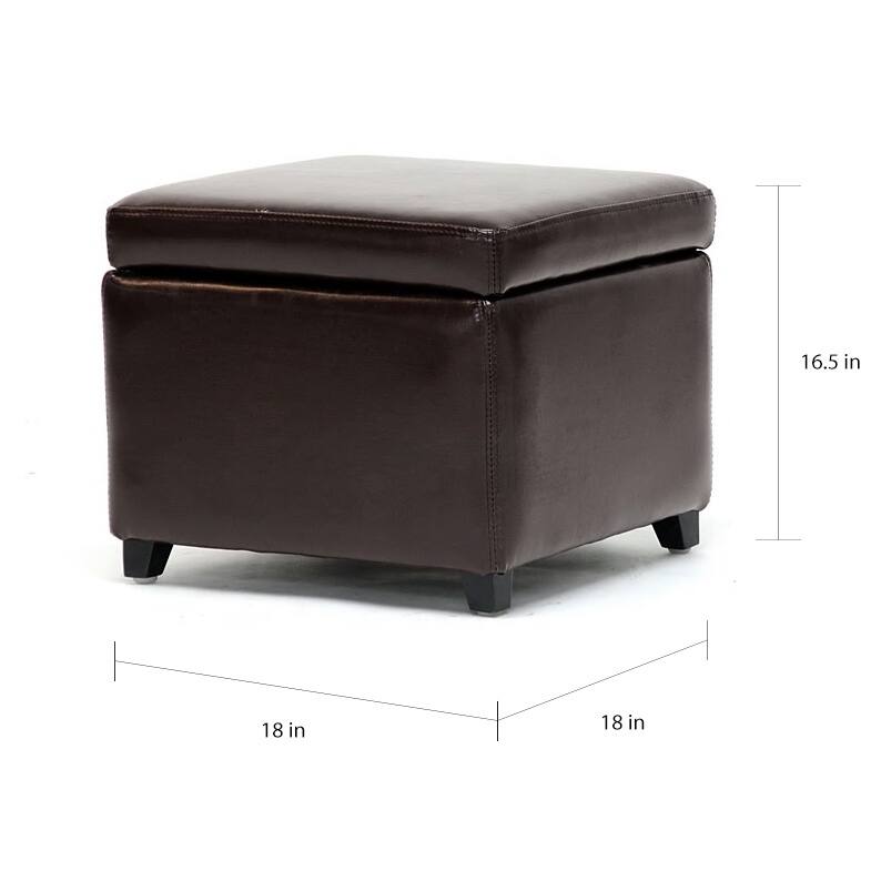 Barcy Bi-cast Leather Espresso Storage Cube Ottoman