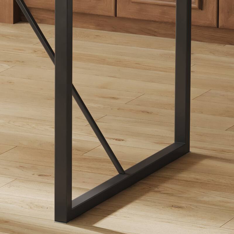 Wood Dining Table and Chair Set Modern 5-Piece Rectangular Dining Table Set with 4 Linen Chairs, Kitchen Dining Set for 4