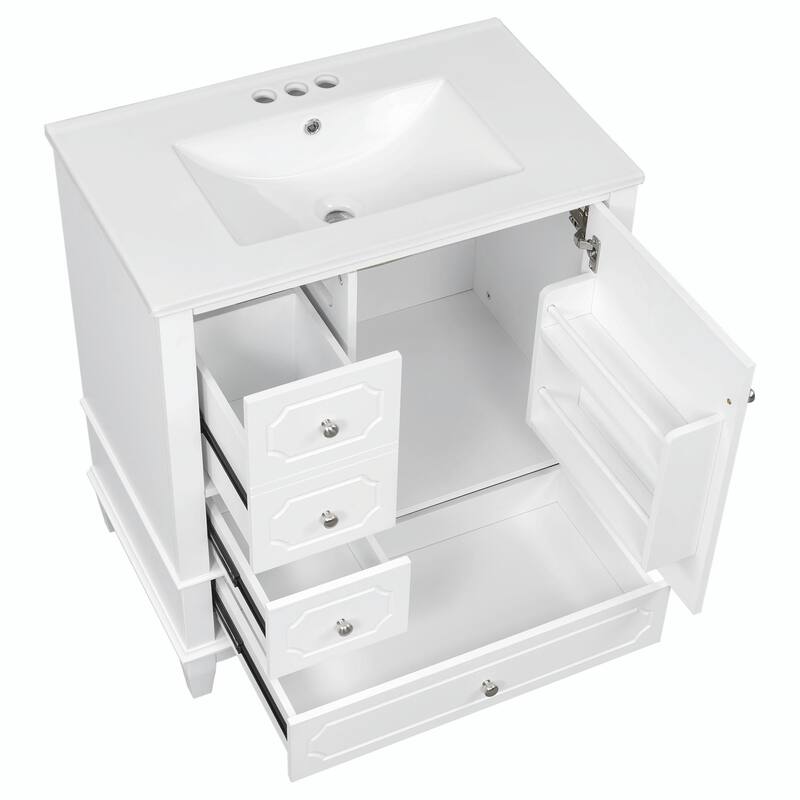 30" Freestanding Bathroom Vanity with Ceramic Sink